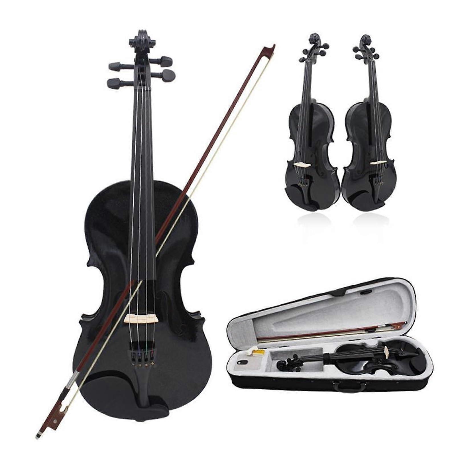 4/4 Full Size Acoustic Violin for Beginners, Solid Wood Student Violin with Carrying Case