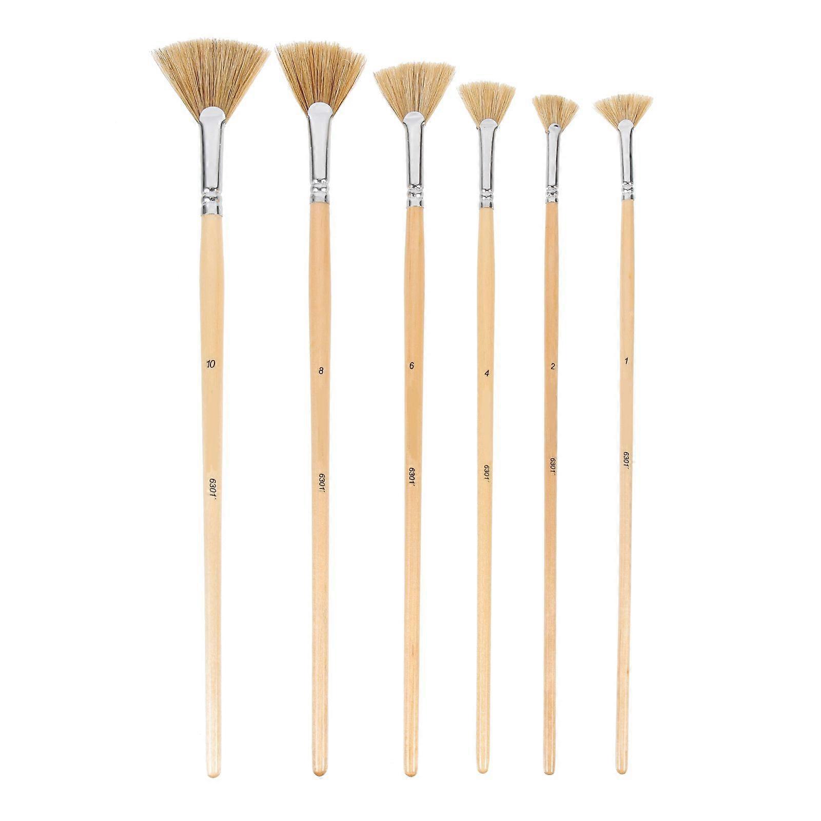 6Pcs Professional Painting Brushes Multi-function Watercolor Brushes Convenient Fan Brushes