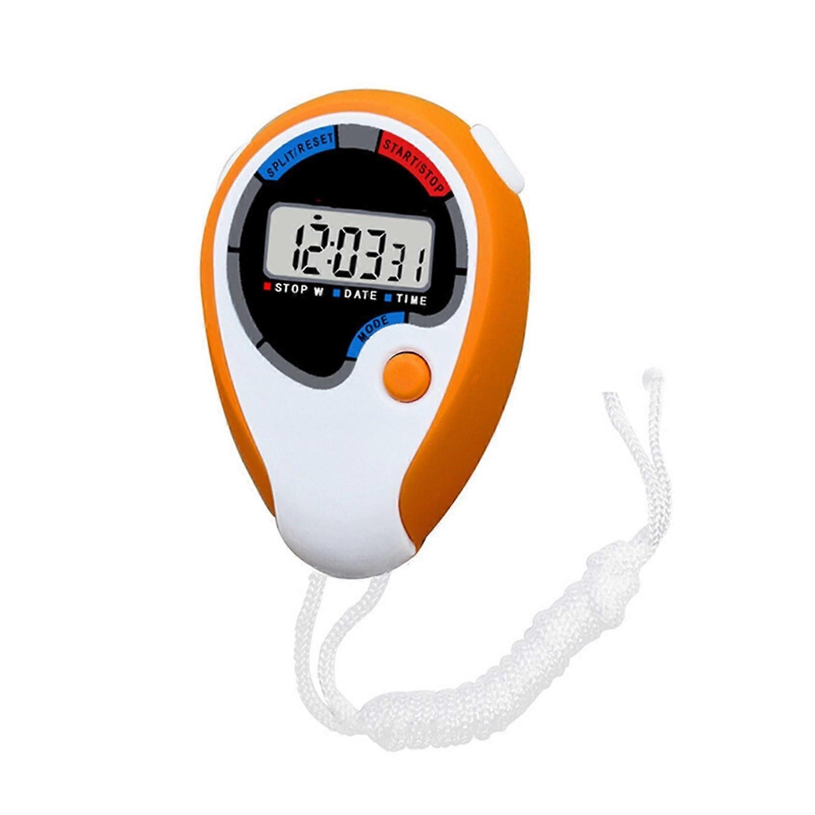 Sports Stopwatch with Precision Timing, Digital Handheld LCD Chronograph Timer for Training, Orange