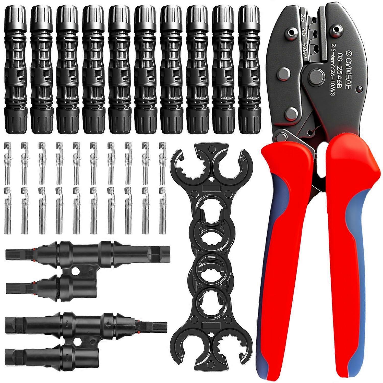 Solar Panel Connector Kit with MC4 Crimping Tool Set, 24 PCS Solar PV Wiring and Installation Tools