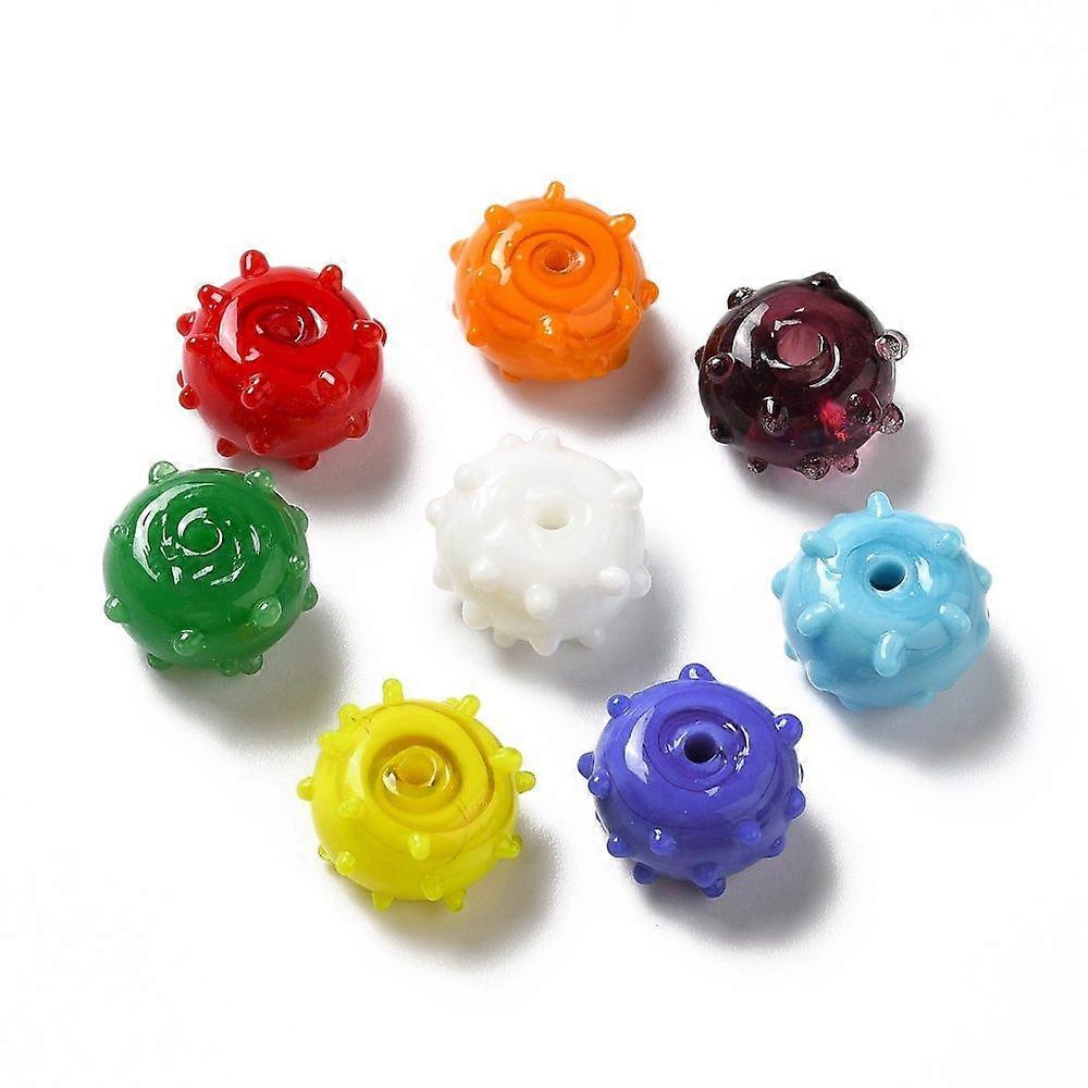 Handmade Bumpy Lampwork Beads Round Mixed color 12x13x8mm Hole: 1.6mm