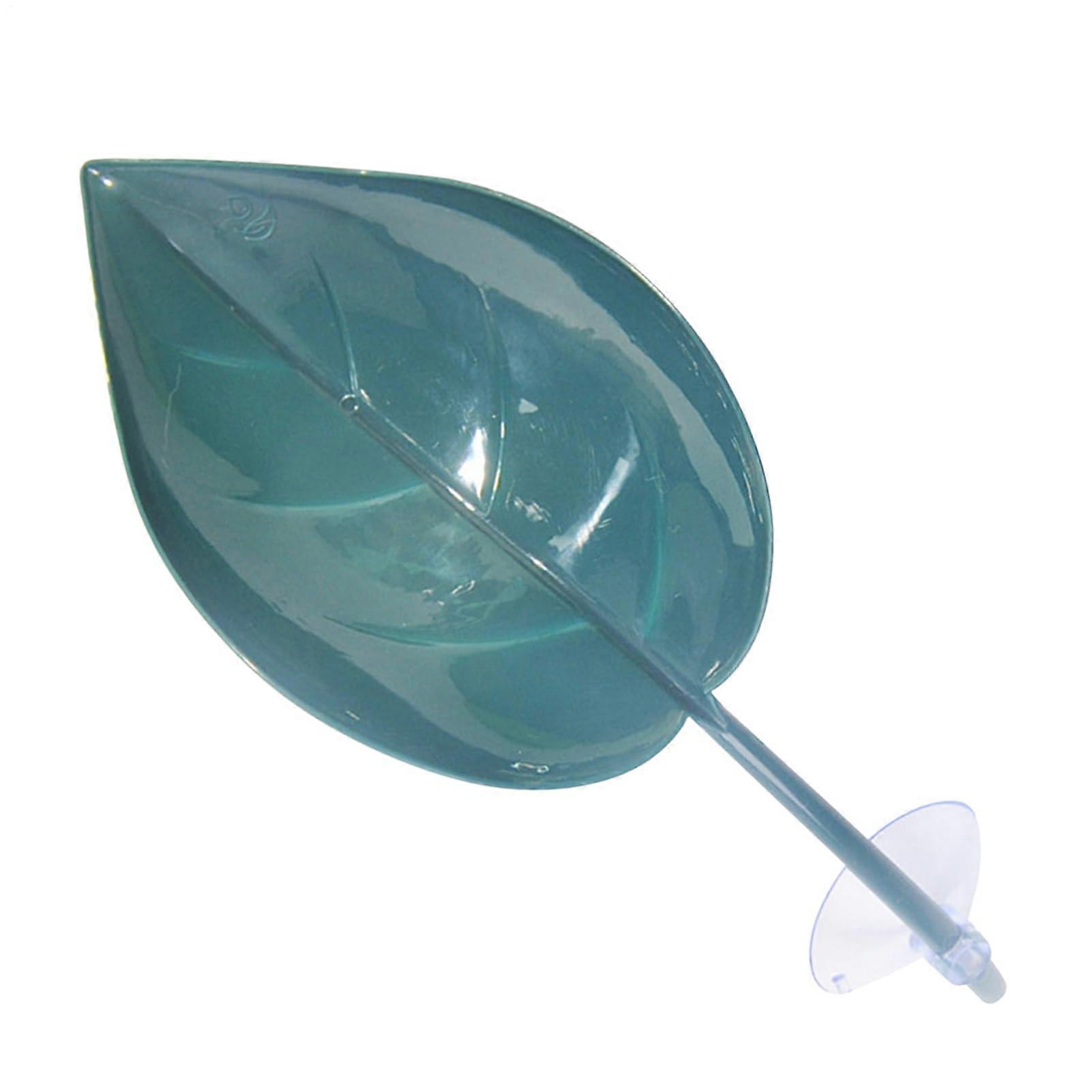 Turtle Basking Platform with Secure Suction Mount, Leaf Shape Reptile Tank Decor, Dark Green