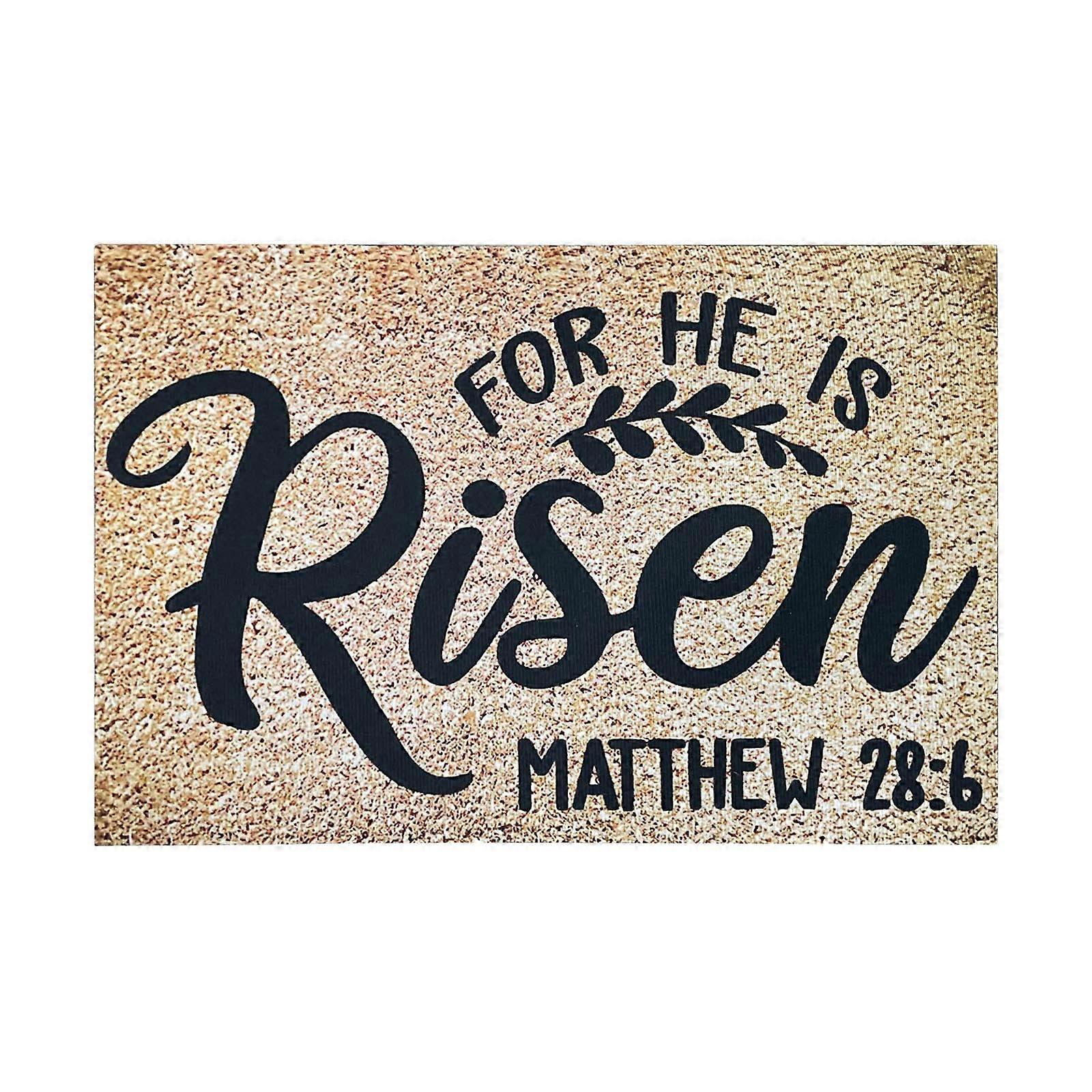 Easter Door Mat with Easter Theme Design, Durable Polyester Holiday Welcome Mat, Khaki