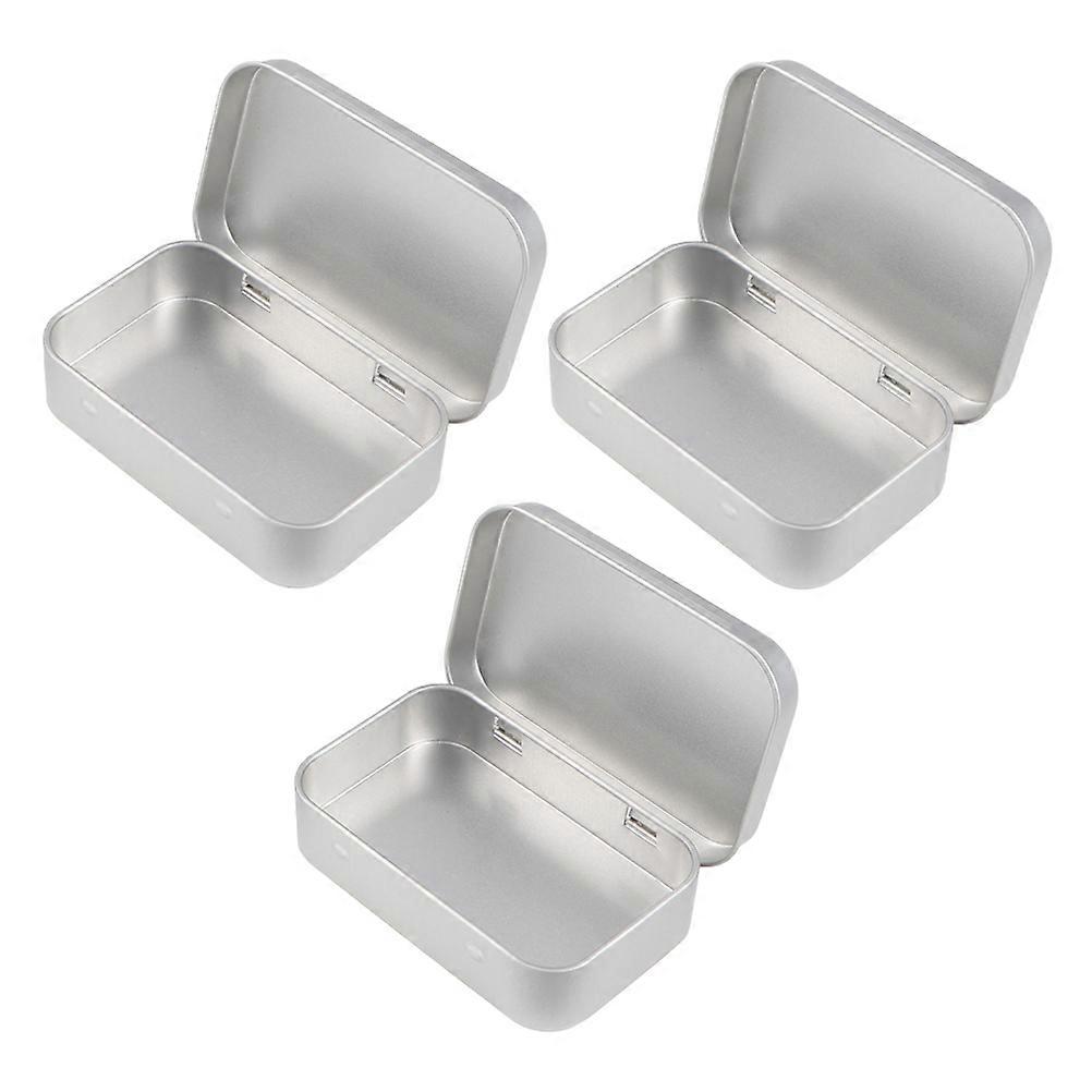 Mini Rectangular Iron Storage Box for Jewelry Use 3Pcs Portable Silver