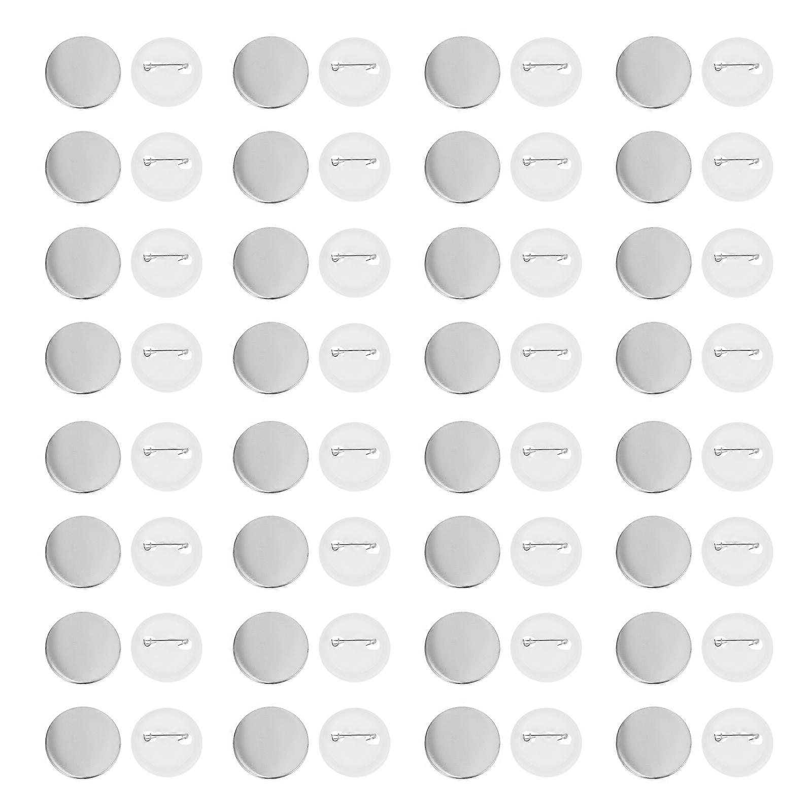 Button Badge Parts Blank Badge for DIY 100Sets Durable Silver Material
