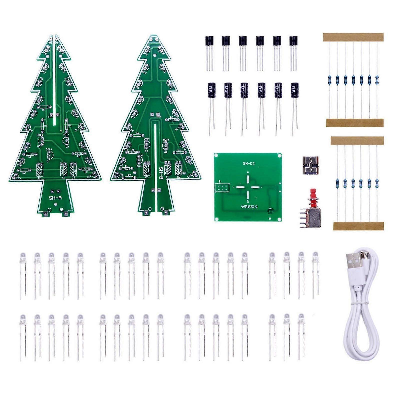 LED Christmas Tree Kit with Seven Color Lights, USB Powered DIY Electronic STEM Learning Set