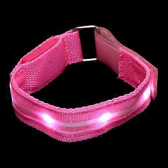 Nylon LED Armlet for Night Running Pink Adjustable Outdoor Armband