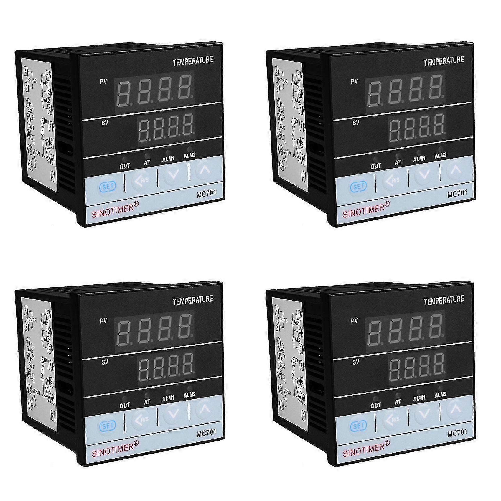 4X SINOTIMER MC701 Digital PID Temperature Controller Waterproof K Type PT100 Sensor Input Relay SSR Output