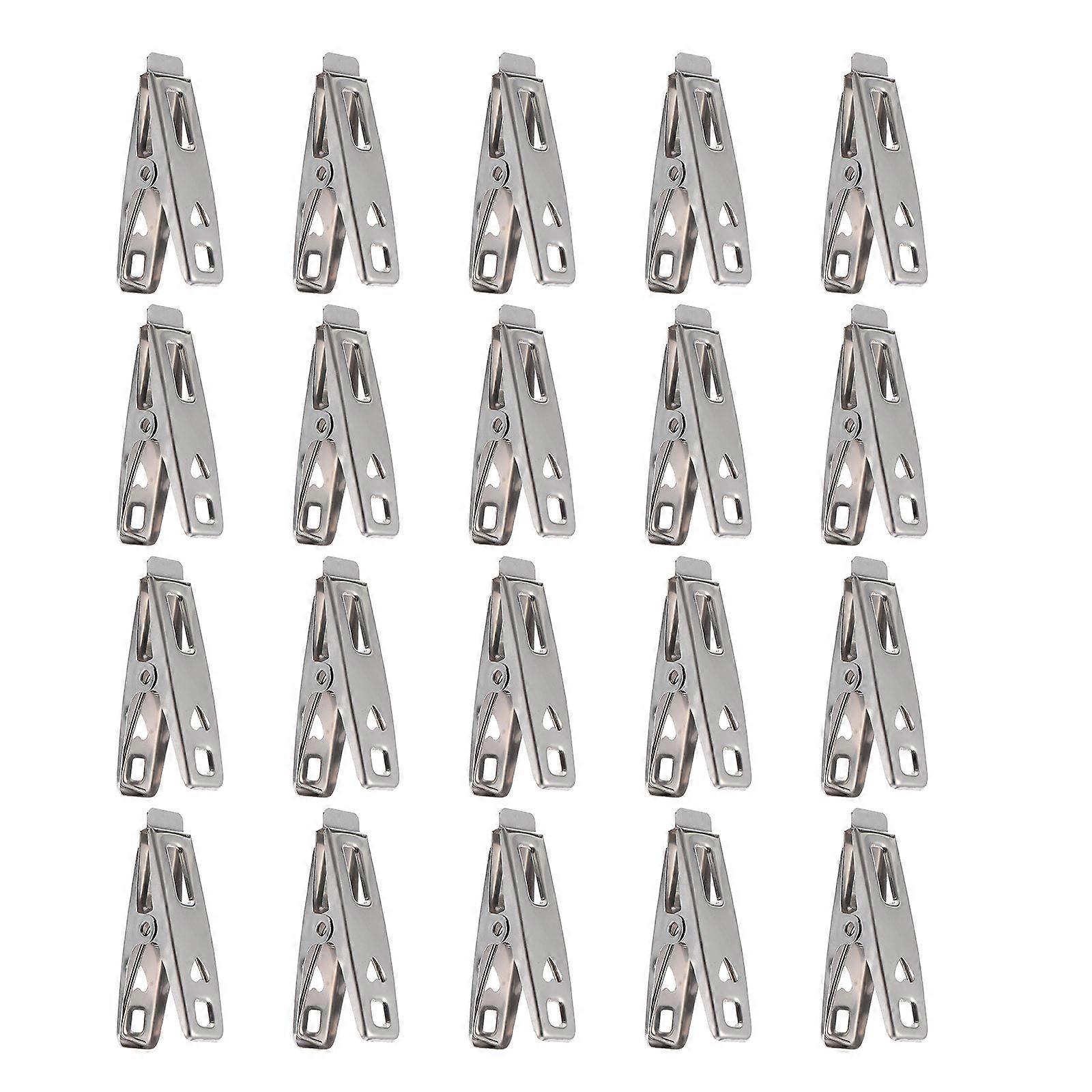 Multi Function Windproof Clothes Clips Stainless Steel Clamps 20Pcs Pack