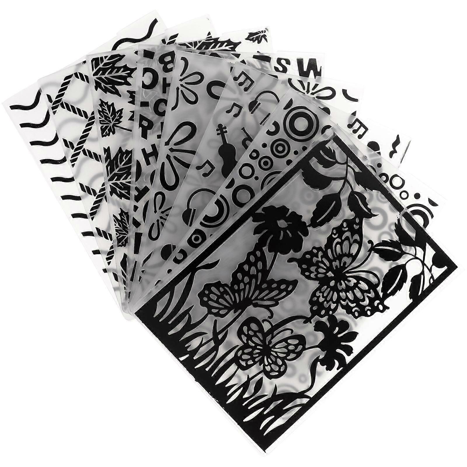 Black Plastic Embossing Mold Embossing Folder for Scrapbook 8Pcs Set
