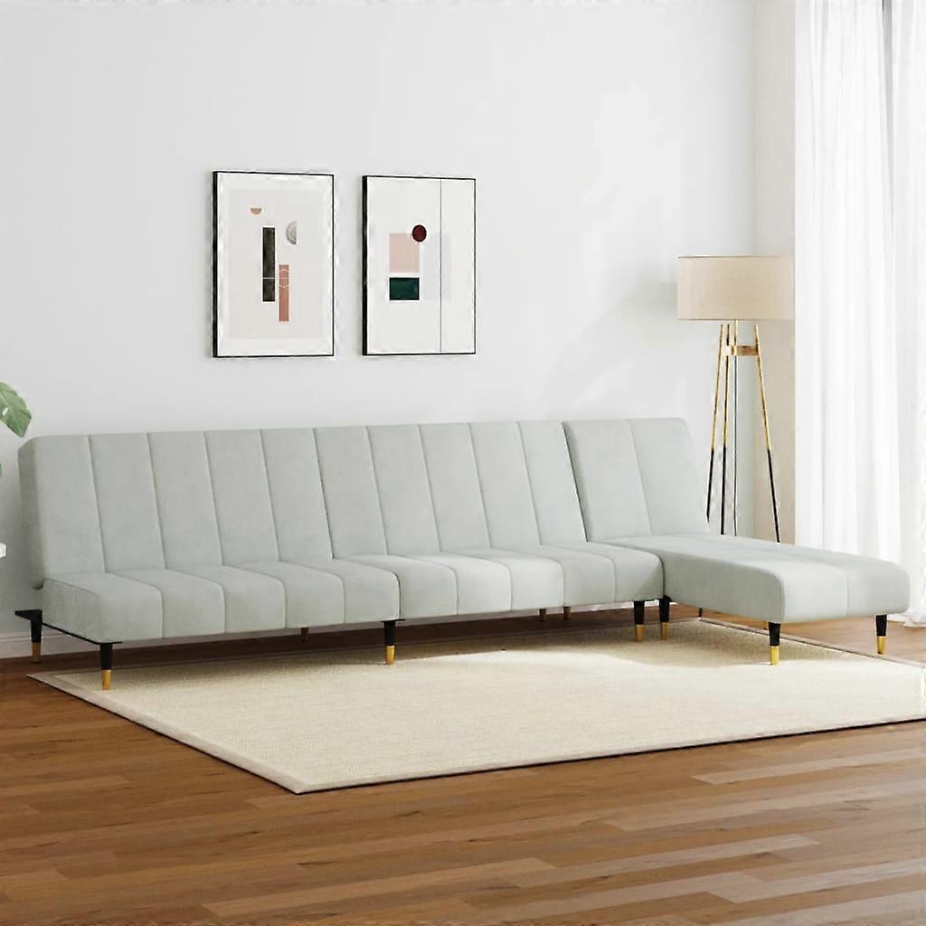 2-tlg. Sofagarnitur Hellgrau Samt, SKU: 3216295