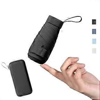 Super Mini Pocket Compact Solskyddsparaply med 6 Passar till Storlek 36, Vikbart Regnparaply Vindtät