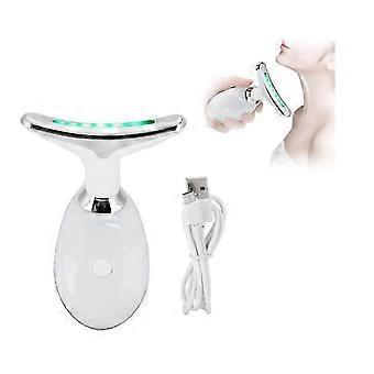V-vormige nek- en gezichtsmassager, wit - EMS microstroom, warmte en sonische massage met 3 standen voor een liftend effect.