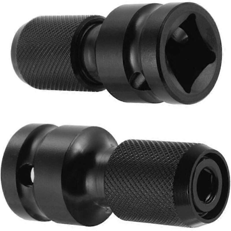 2 Pack 1/2" Square to 1/4" Hex Socket Adapter, Quick Release Chuck Converter, Impact Resistant, for Impact Wrench to Drill Conversion