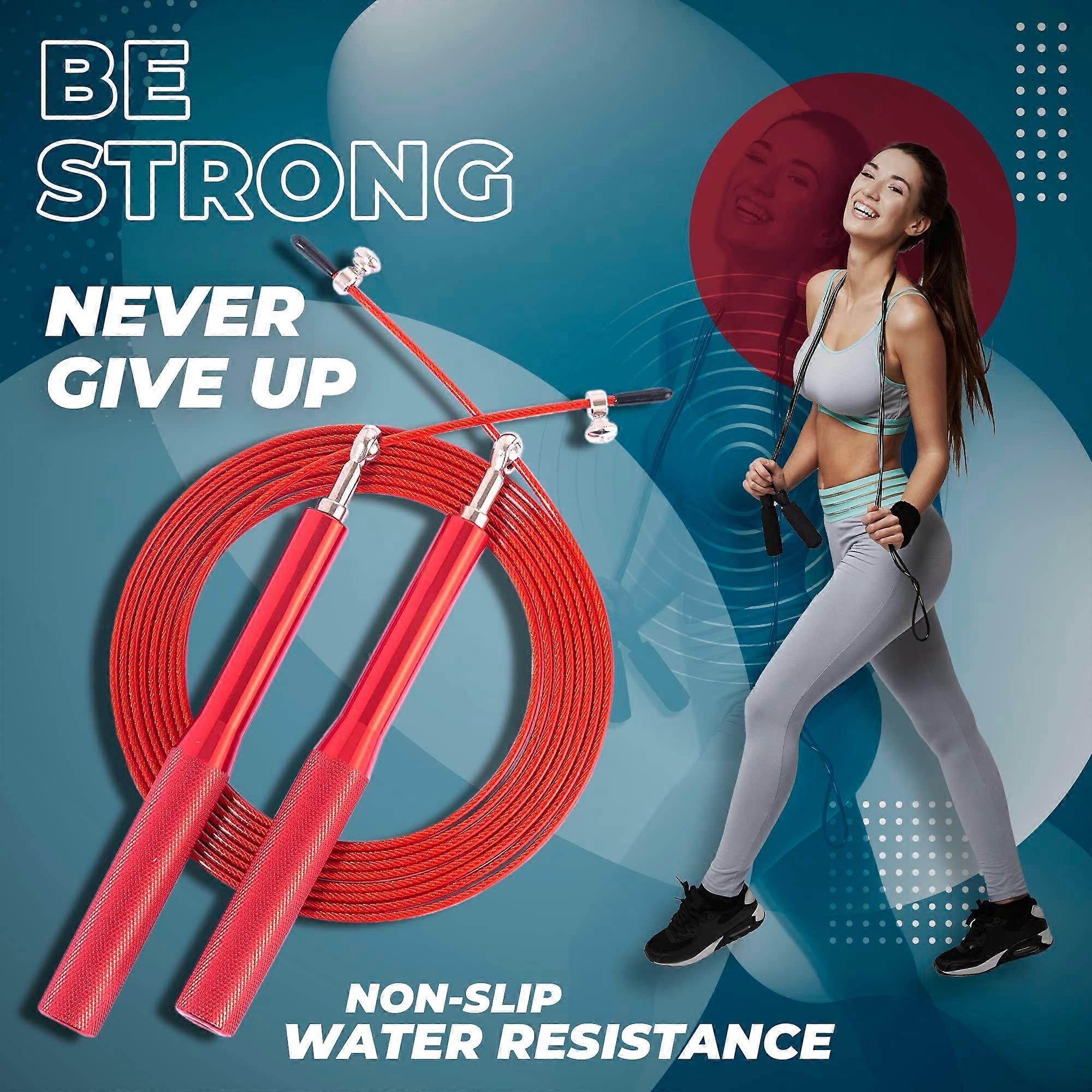 Extra Strong Steel Skipping Rope|Adjustable & Lightweight,Red
