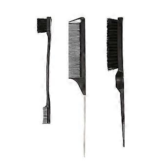 Paquete de 3 peines de doble cara para controlar los bordes del cabello y accesorios para peinar el cabello.
