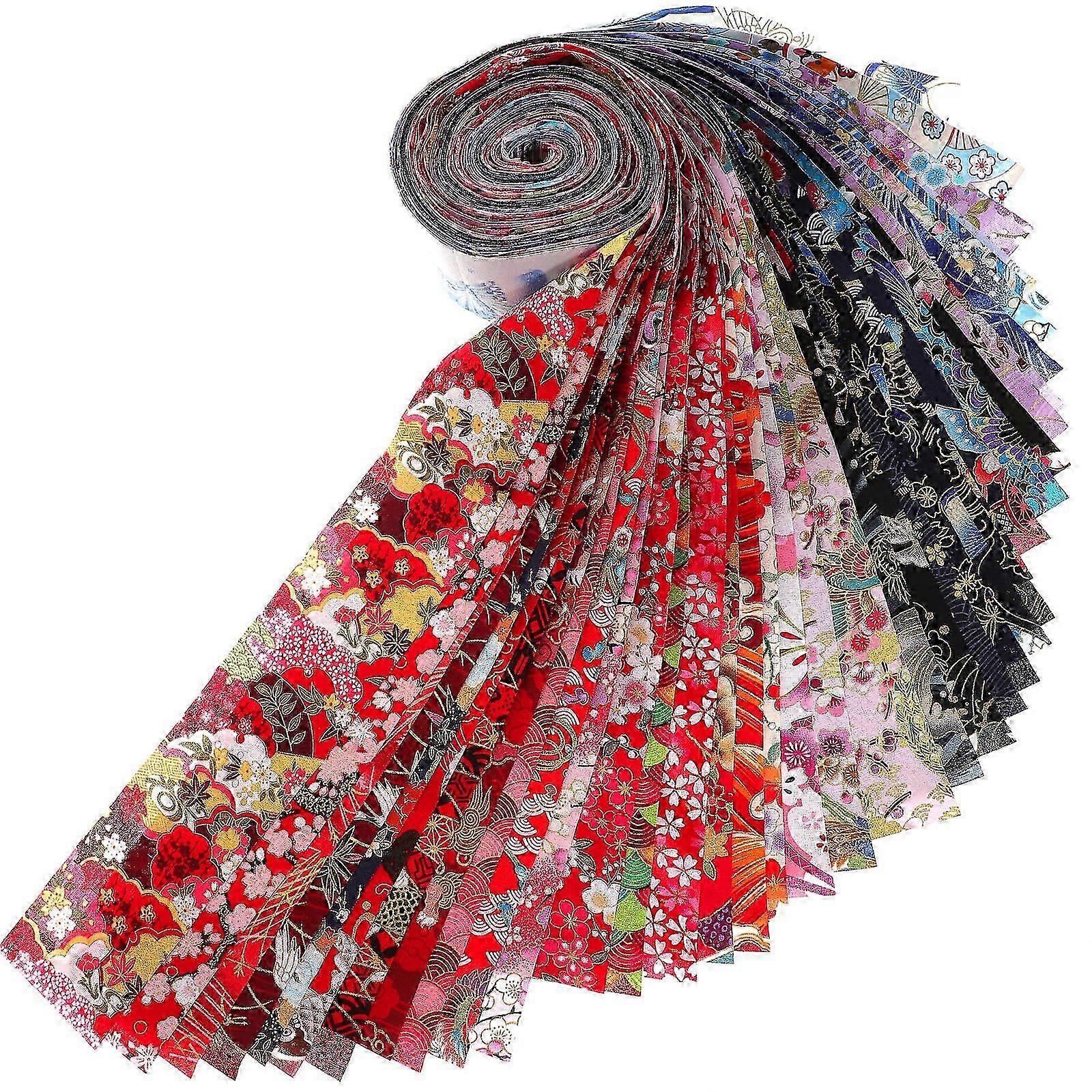 Ethnic Style Patchwork Quilting Fabric Strips 40 Sheets For School Projects & Gift Wrapping