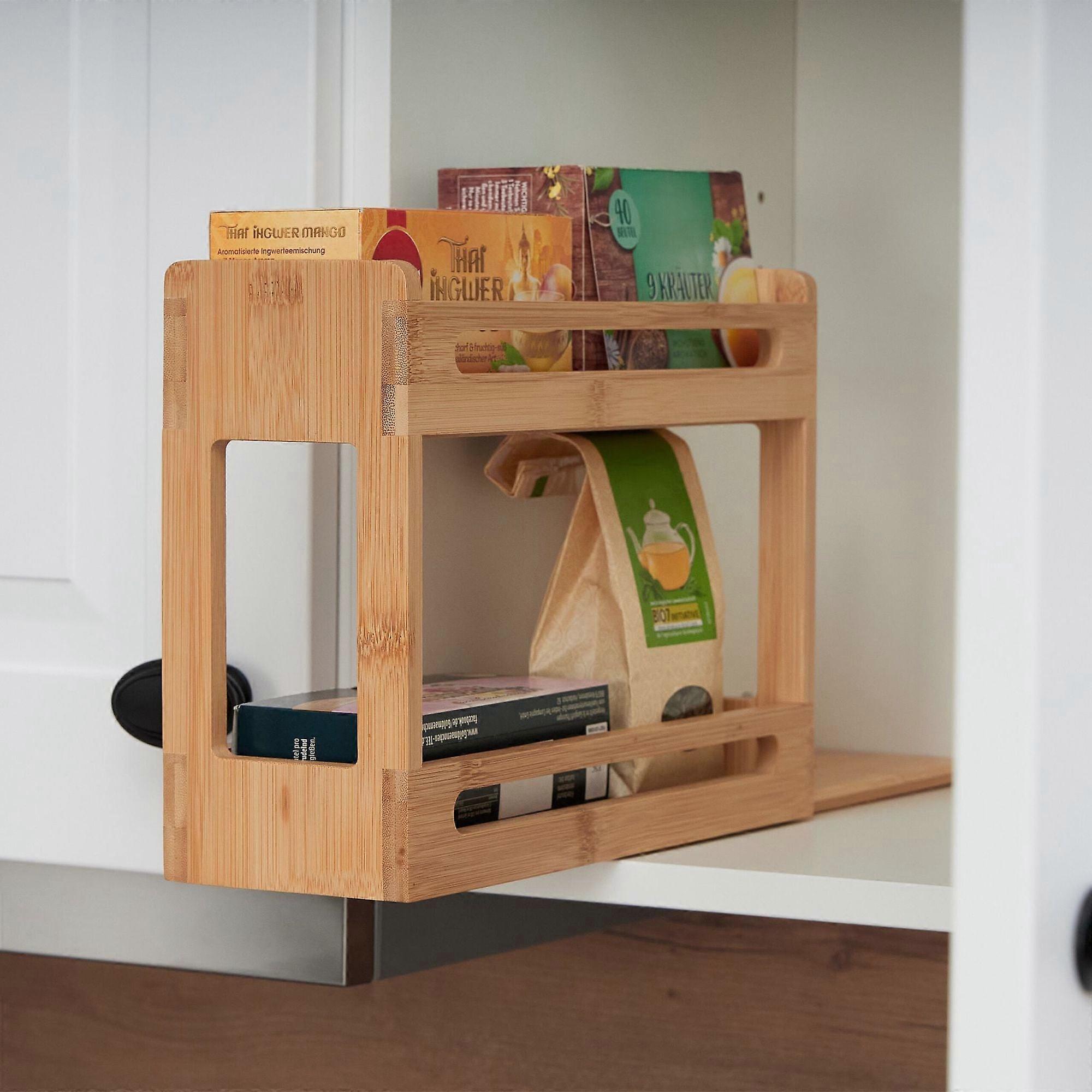 Extendable bamboo spice rack