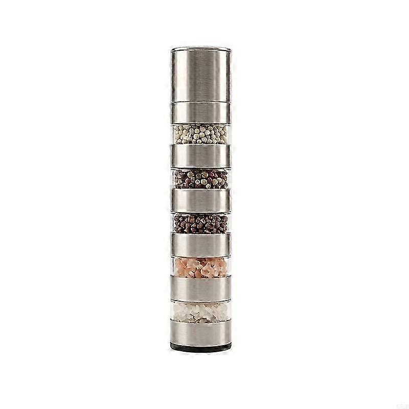 Stainless Steel 5 Layer Portable Seasoning Container With Replaceable Grinder