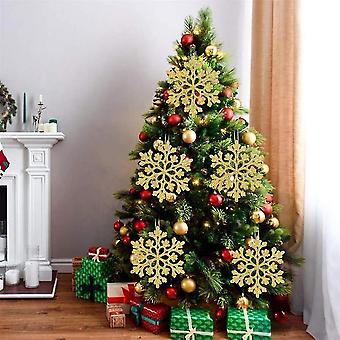 24/12/6 pezzi fiocchi di neve per la decorazione dell'albero di Natale fiocchi di neve blu con polvere brillante inverno capodanno decorazioni da appendere  15
