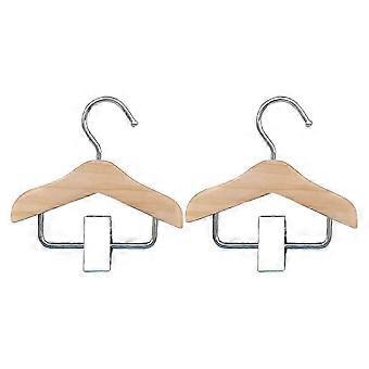 Mini Dog Hangers Wooden Pet Apparel Hangers for Clothing 2Pcs Beige Set DU