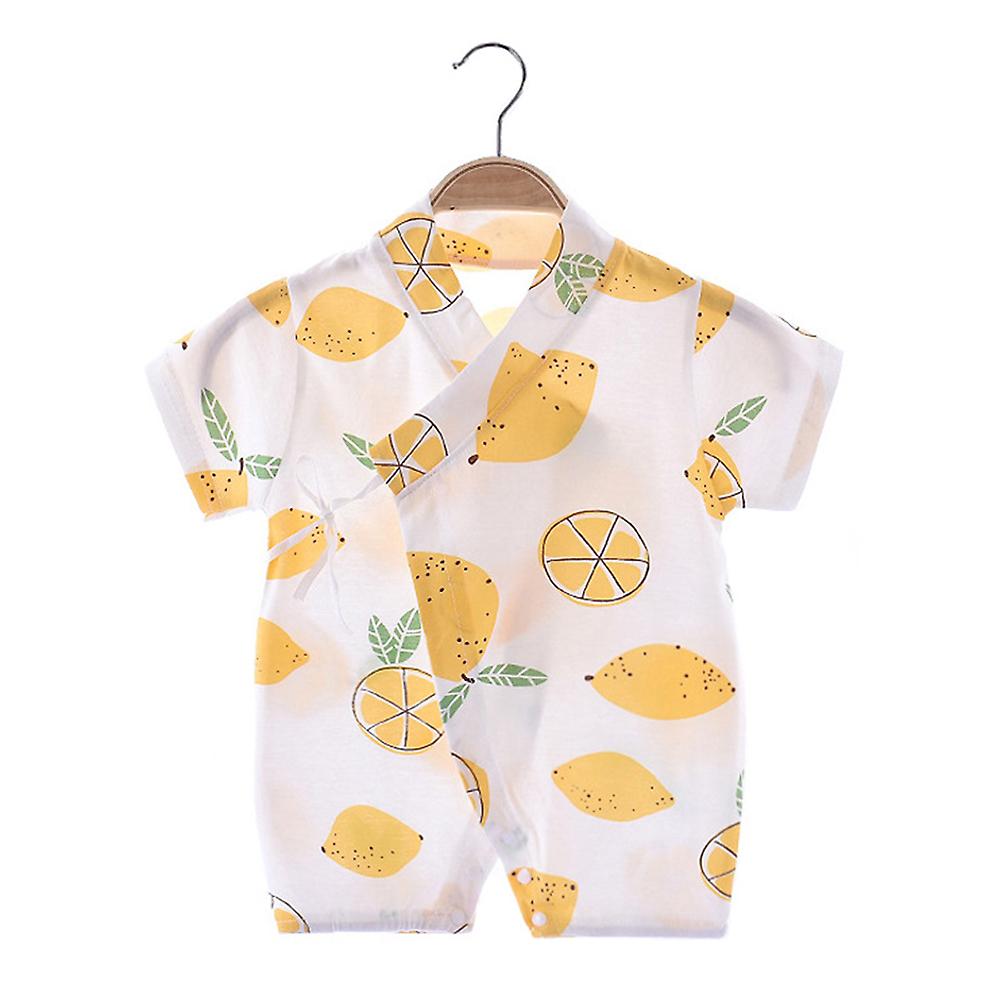 Baby's Thin Summer Bodysuit Short Sleeve Snap-on & Tie Up One-piece Shirts