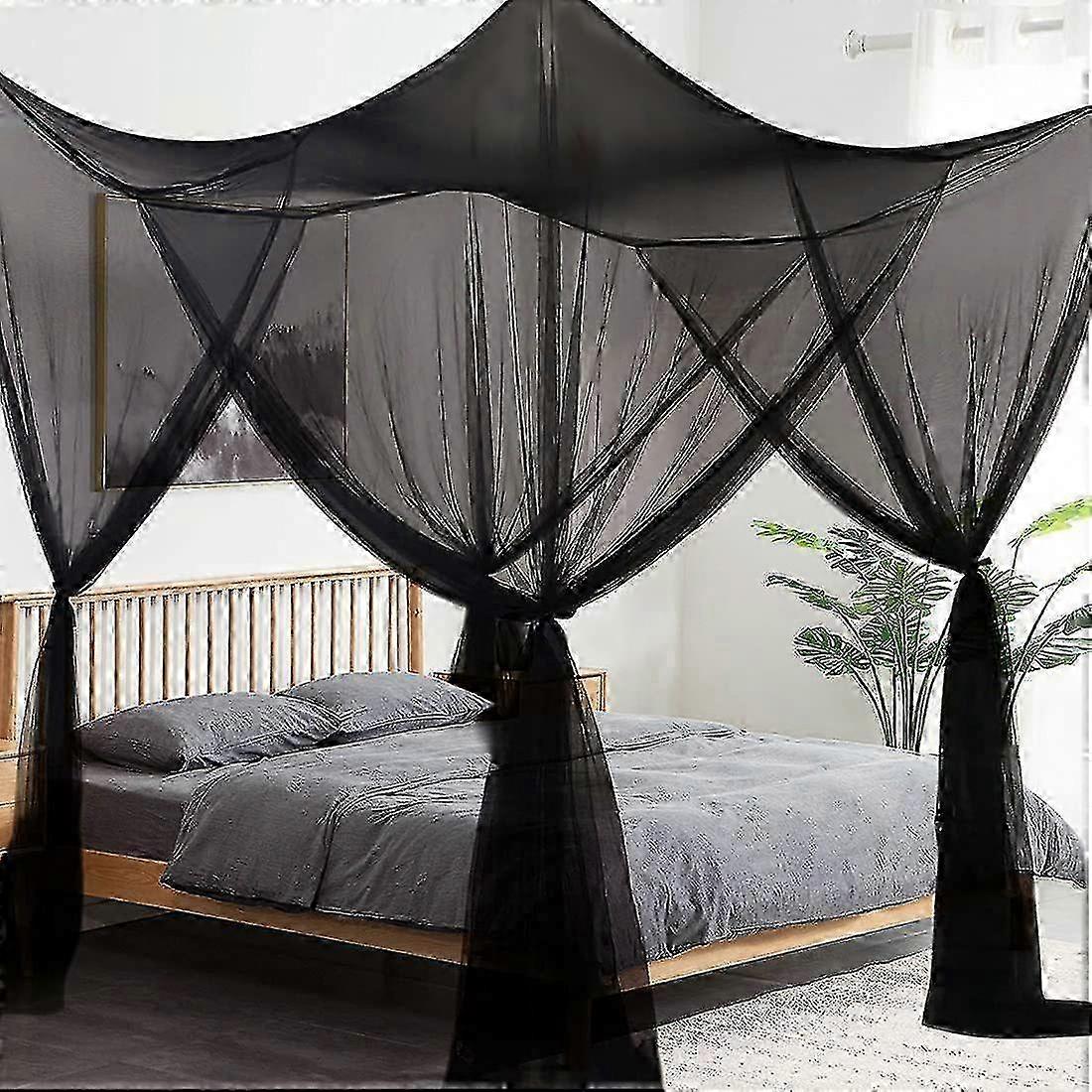 4 Corner Posts Curtains Bed Canopy Large Mosquito Net