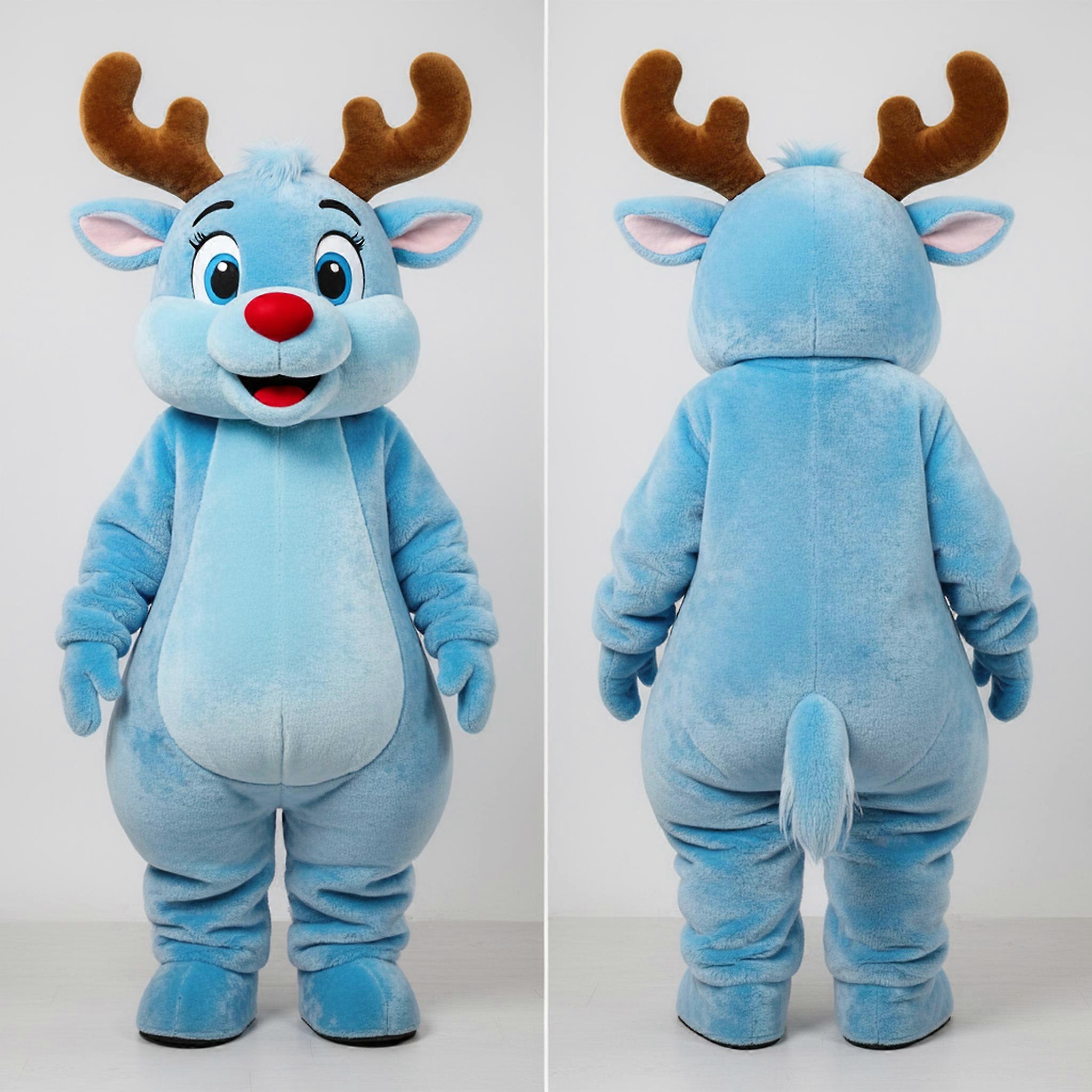 MASTICOT Sky Blue Fluffy Reindeer Mascot