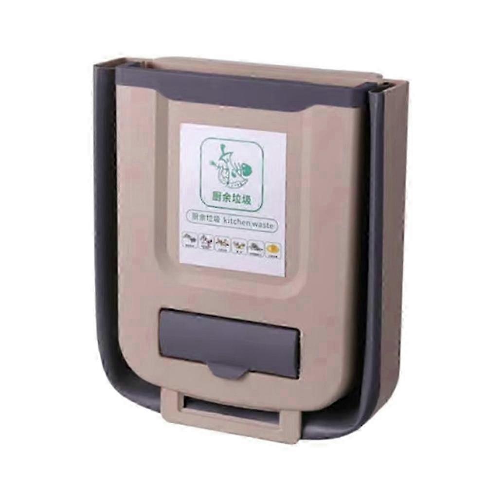 Wall-Mounted Folding Trash Can with Classification Hanging Bin