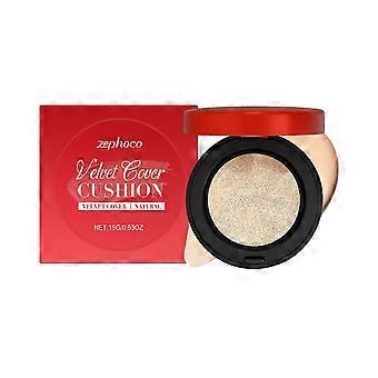Corrector hidratante en formato cushion de Zephoco en tono natural, una base de textura fina que crea un look de maquillaje ligero e hidratado.