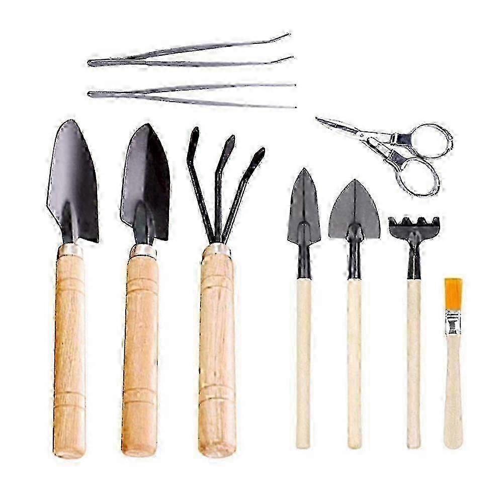 10-Pc Mini Gardening Tools Wood Handle Set