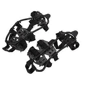 1 Pair 24 Teeth Climbing Crampons Stainless Steel Antiskid Outdoor Snow Ice Shoe CoversBlack M