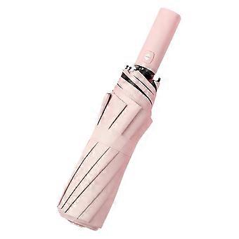 Compact Travel Umbrella Pink Windproof 10 Ribs Automatic Open Close Waterproof Folding for Rain