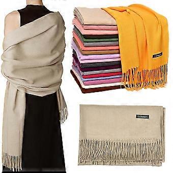 Women's Long Tassel Shawl Scarf, Soft Solid Color Elegant Wrap for Winter Wedding Party, 200 x 70 cm Gift