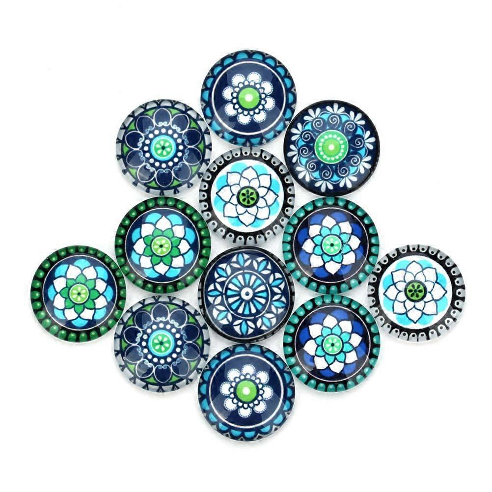 Gemstone Paste for Glass Flower Pattern Patch 1 Bag 20Pcs Blue Color