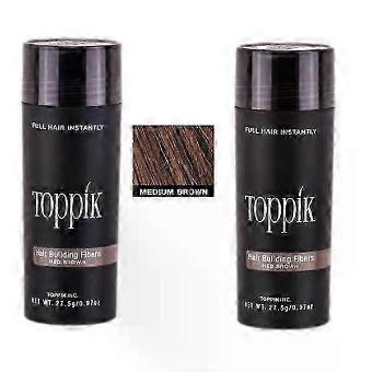 2x Toppik Large Hair Fibers 27.5g Medium Brown Keratin Microfibers for Men and Women Hides Hair Loss 55g Total