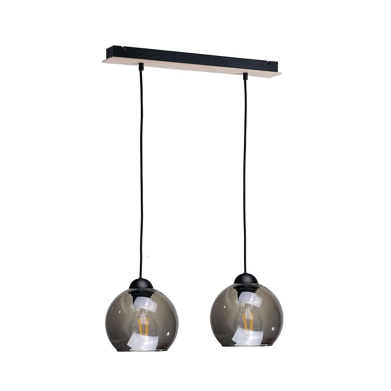 Wood Bar Pendant Ceiling Light Black, 50cm, 2x E27
