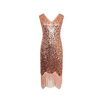 slim fit dress slacks BABEYOND Vintage Sheer Sleeve Cocktail 1920s Party Dress, Fringe Gatsby Dress with Sleeves, Size M main image 0