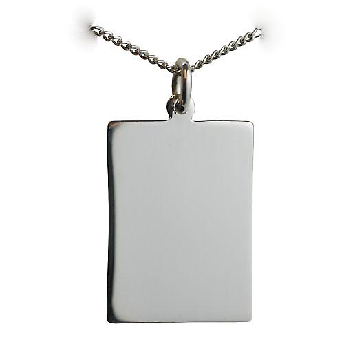 Silver 25x18mm plain rectangular Disc with a curb Chain 24 inches