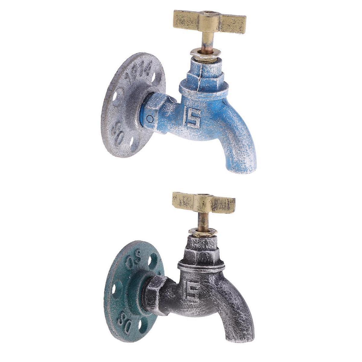 2pcs Non-Working Spigot Handle Shape Cast Iron Coat Hook Set