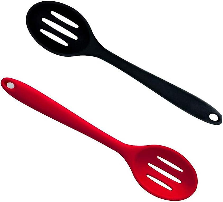 Kitchen Slotted Spoon, 2 Pcs Silicone Slotted Spoon Heat Resistant,