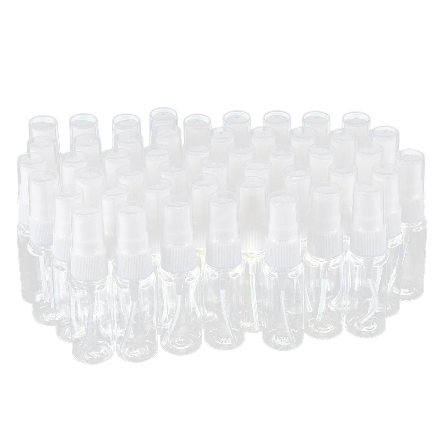 50-pack Empty Clear Plastic Fine Mist Spray Bottles with Microfiber Cleaning Cloth, 20ml Refillable