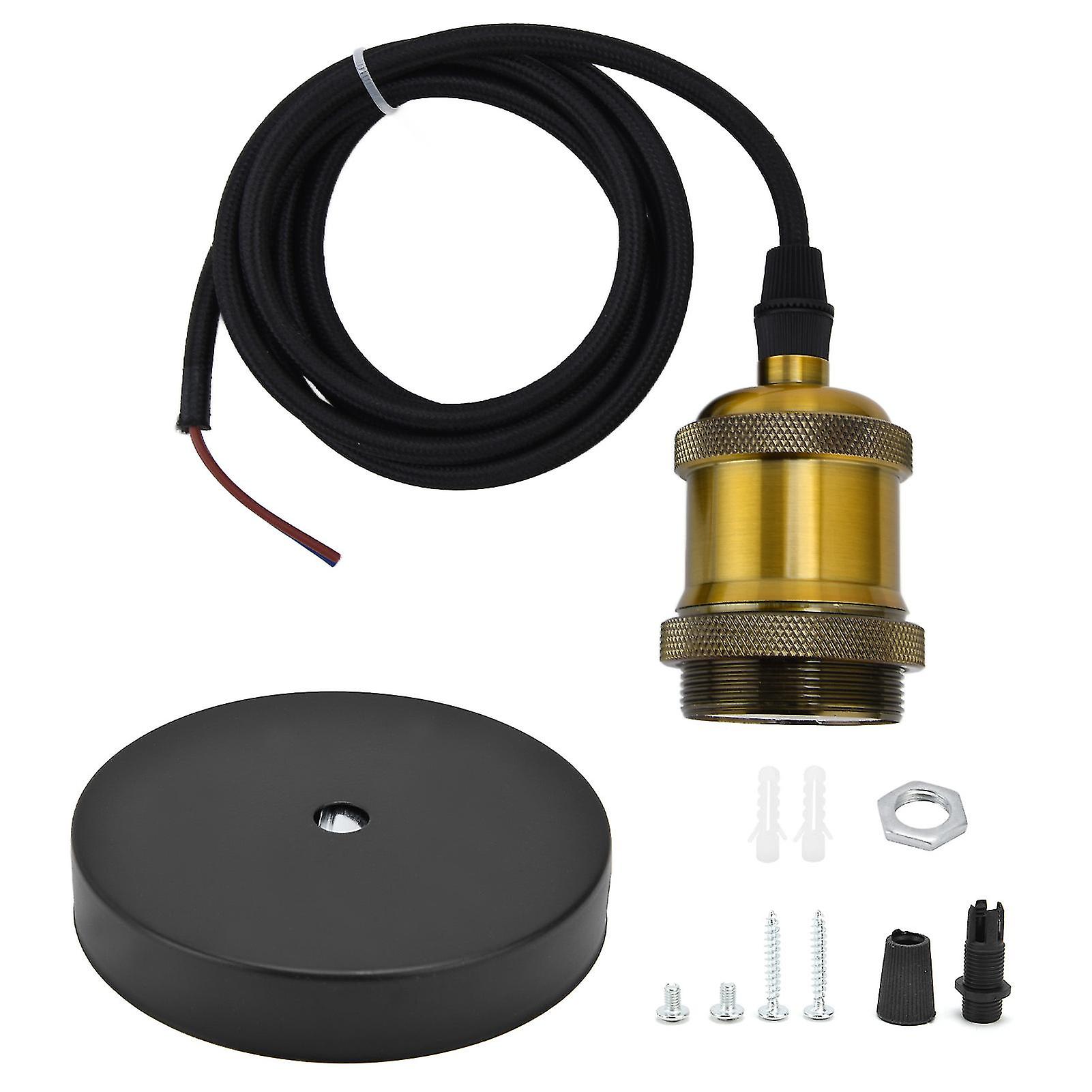 Gold Retro Pendant Light Cord Kit, DIY Pendant Lamp Socket Kit for Light Fixtures
