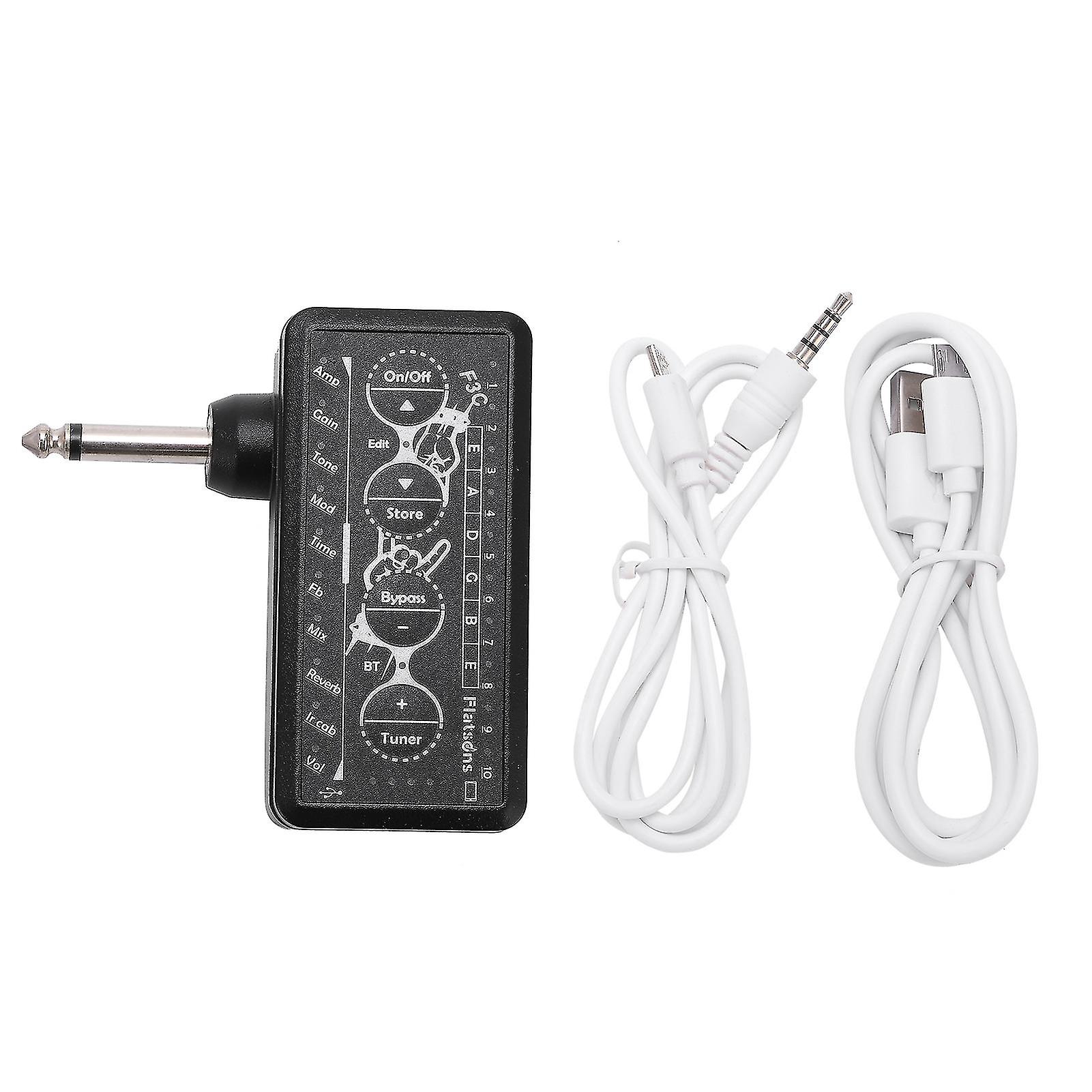 Guitar Headphone Amplifer Multi‑Effects Mini Plug‑In USB Chargable Portable Amp F3C