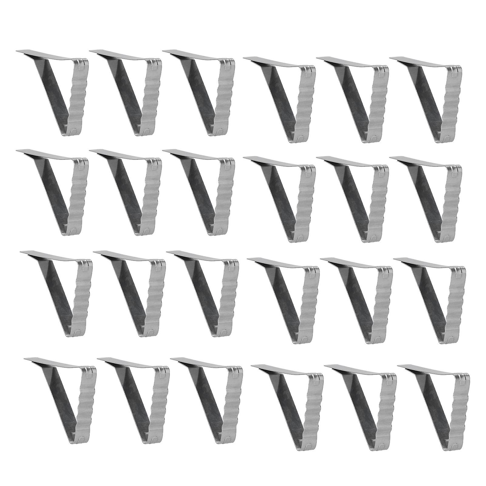 24pcs Stainless Steel Table Cloth Clips, 0.6mm Thick, Silver