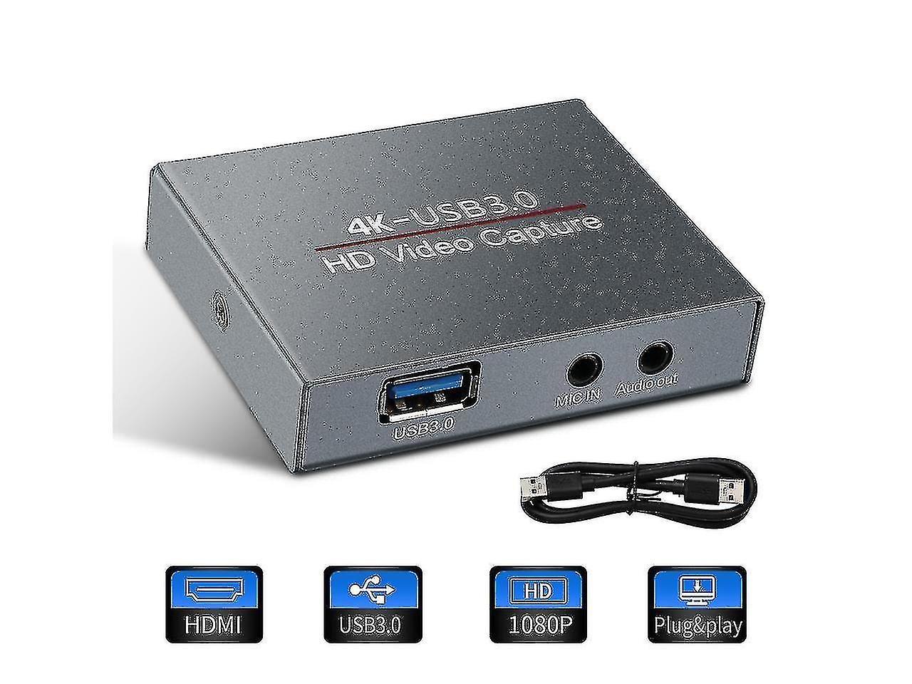 New 2023 Game Video Capture Card, Usb 3.0 4k 30hz Audio With Hdmi Loop-out 1080p 60fps Live Streamin