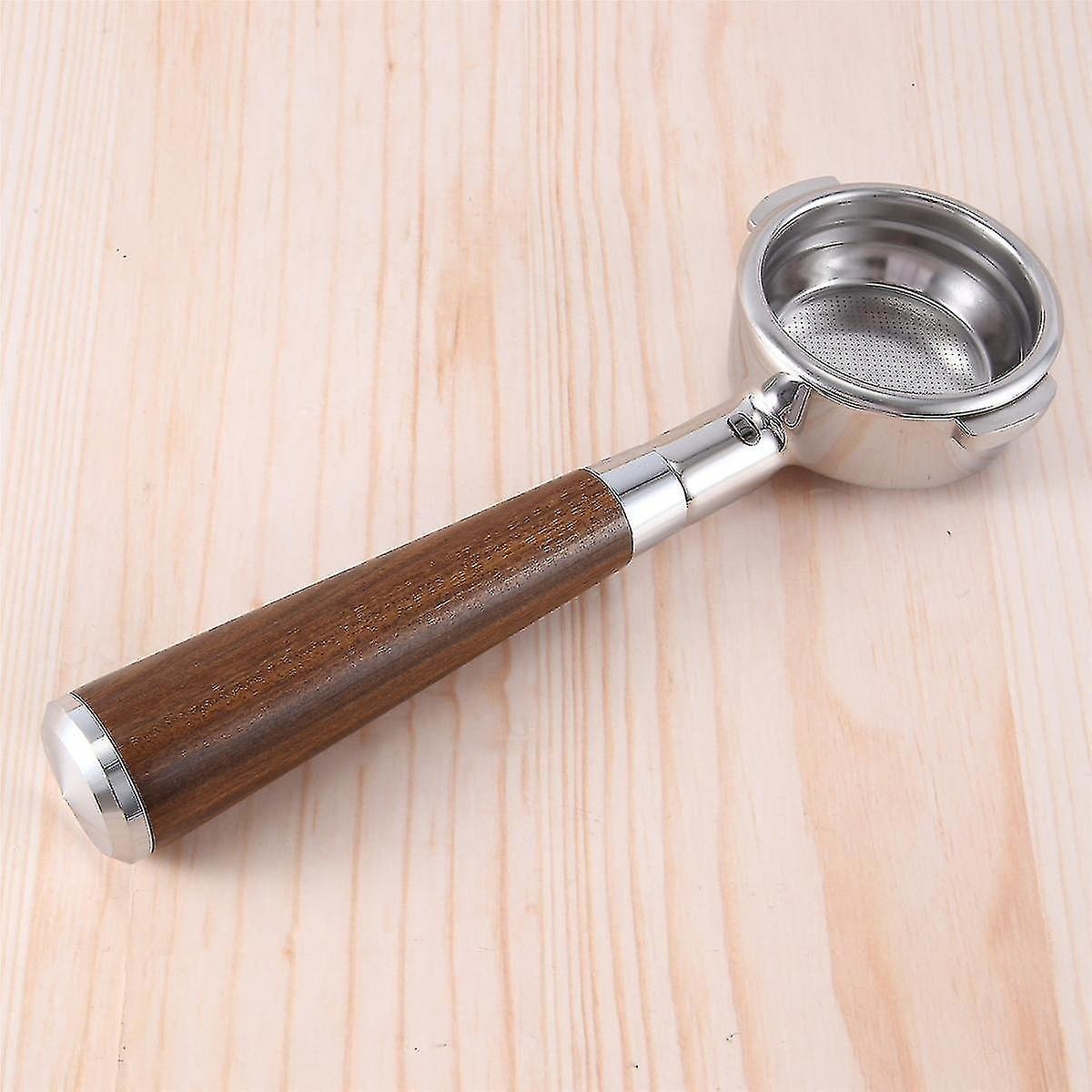 58mm Double Ear Coffee Machine Filter Holder E61 Bottomless Portafilter With Wooden Handle Style B