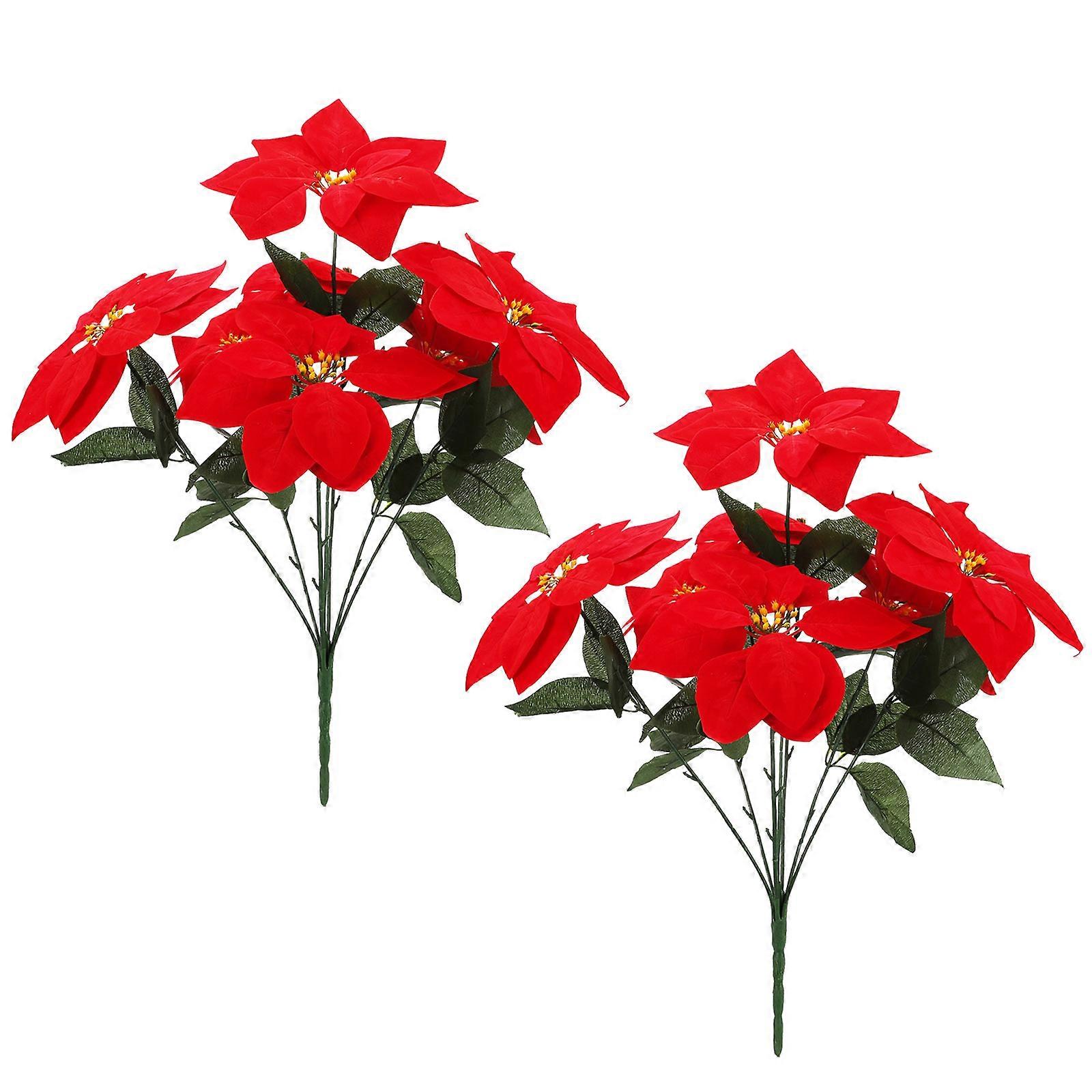 Yapay Atatürk Çiçeği Simülasyonu Noel Çiçekleri Kırmızı İpek Sahte Çiçek Dekorasyonu