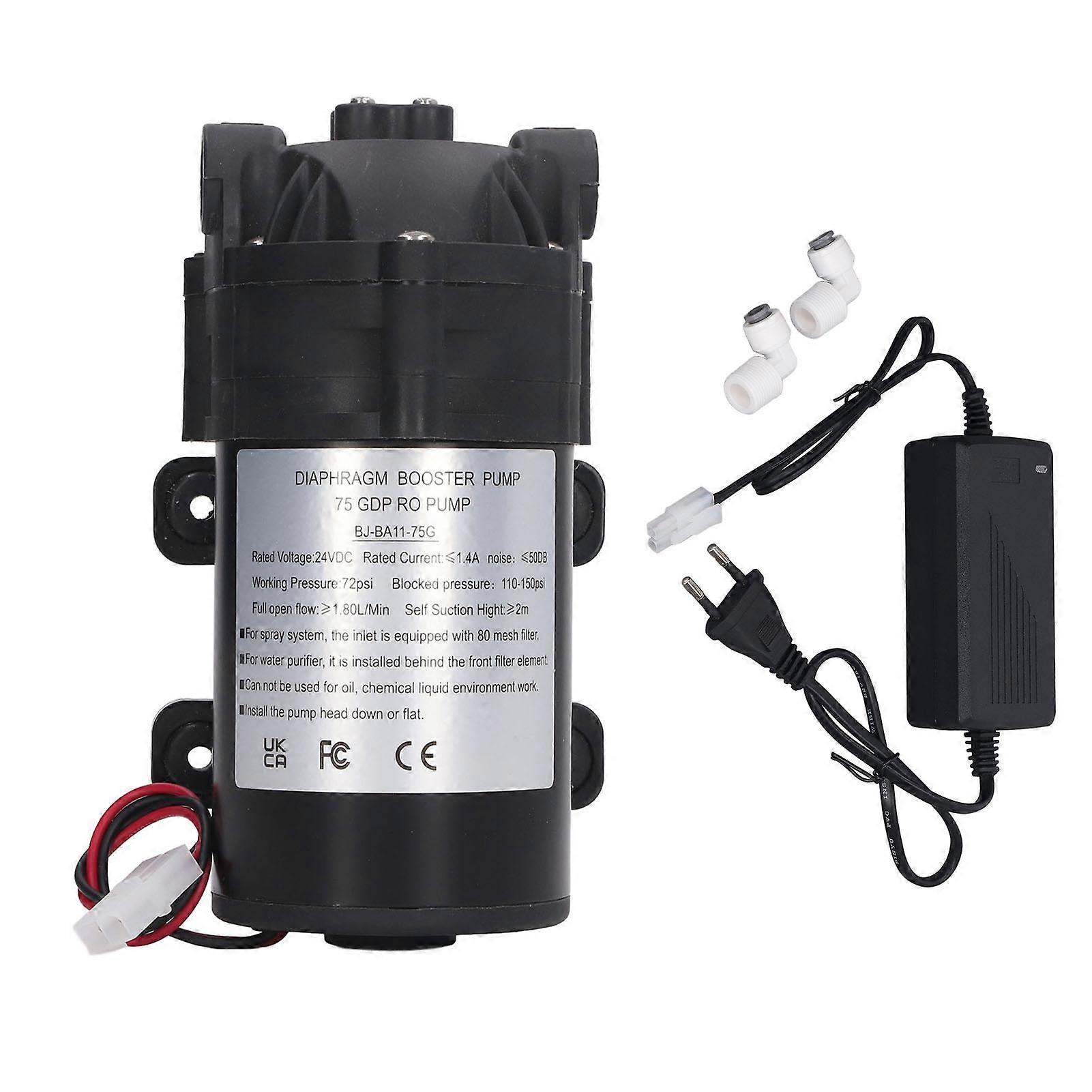 Dc 24v Diaphragm Booster Pump 36w Electric Self Priming Transfer Draining Irrigation Pump With G3/8in Female Thread Eu Adapter 200240v