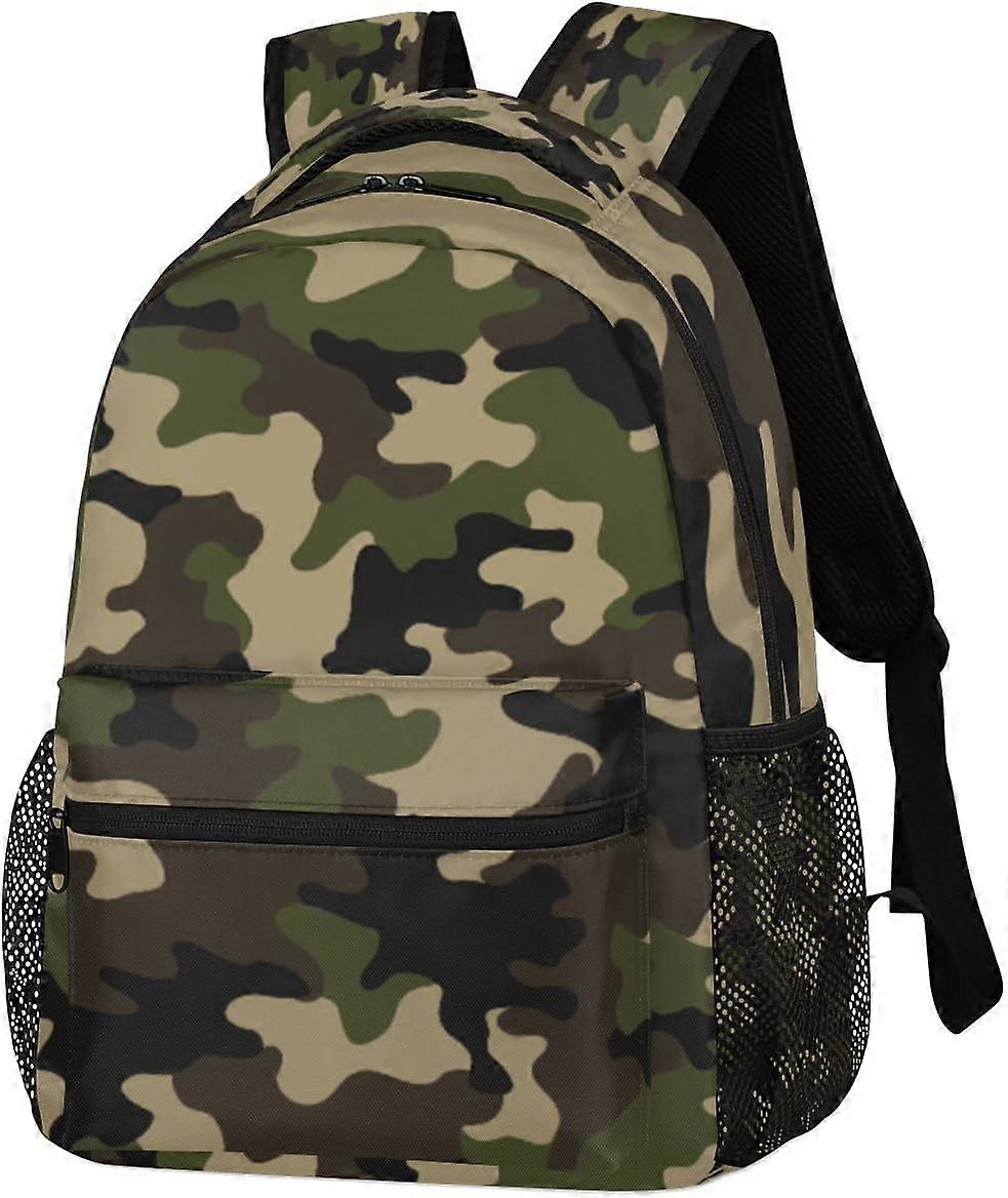 Camouflage Green Kids Backpack for School Backpack Waterproof High College Bookbag Laptop Backpack Casual Daypack Elementary School Bag for Boys